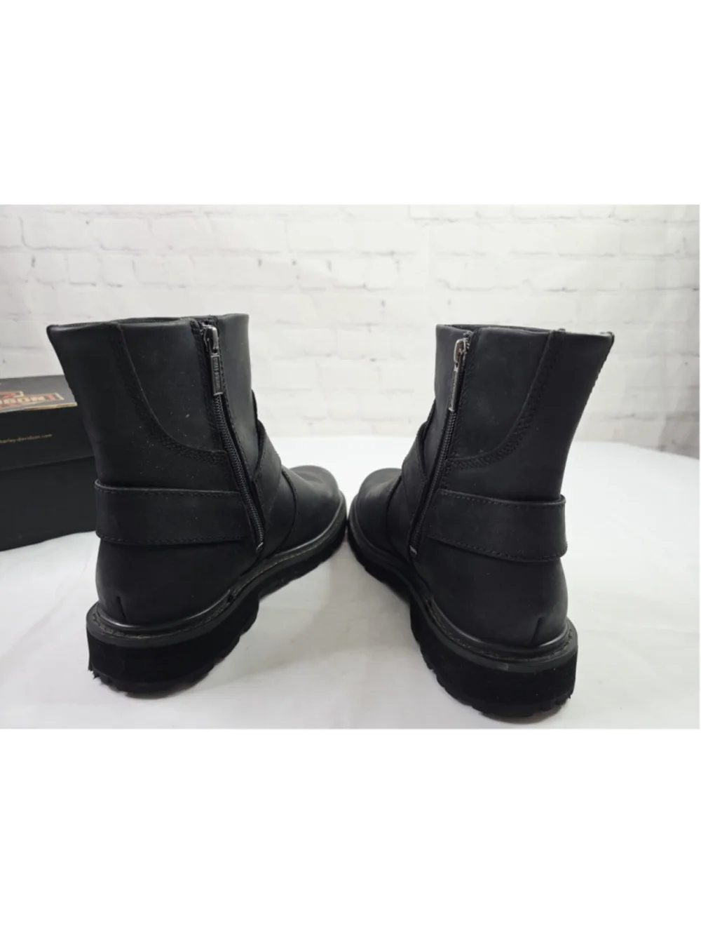 Harley-Davidson Rambert Leather Motorcycle Casual Harness Boot Zip Boots Sz 7.5